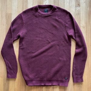 RVCA Men's Textured Crewneck Sweater in Deep Burgundy